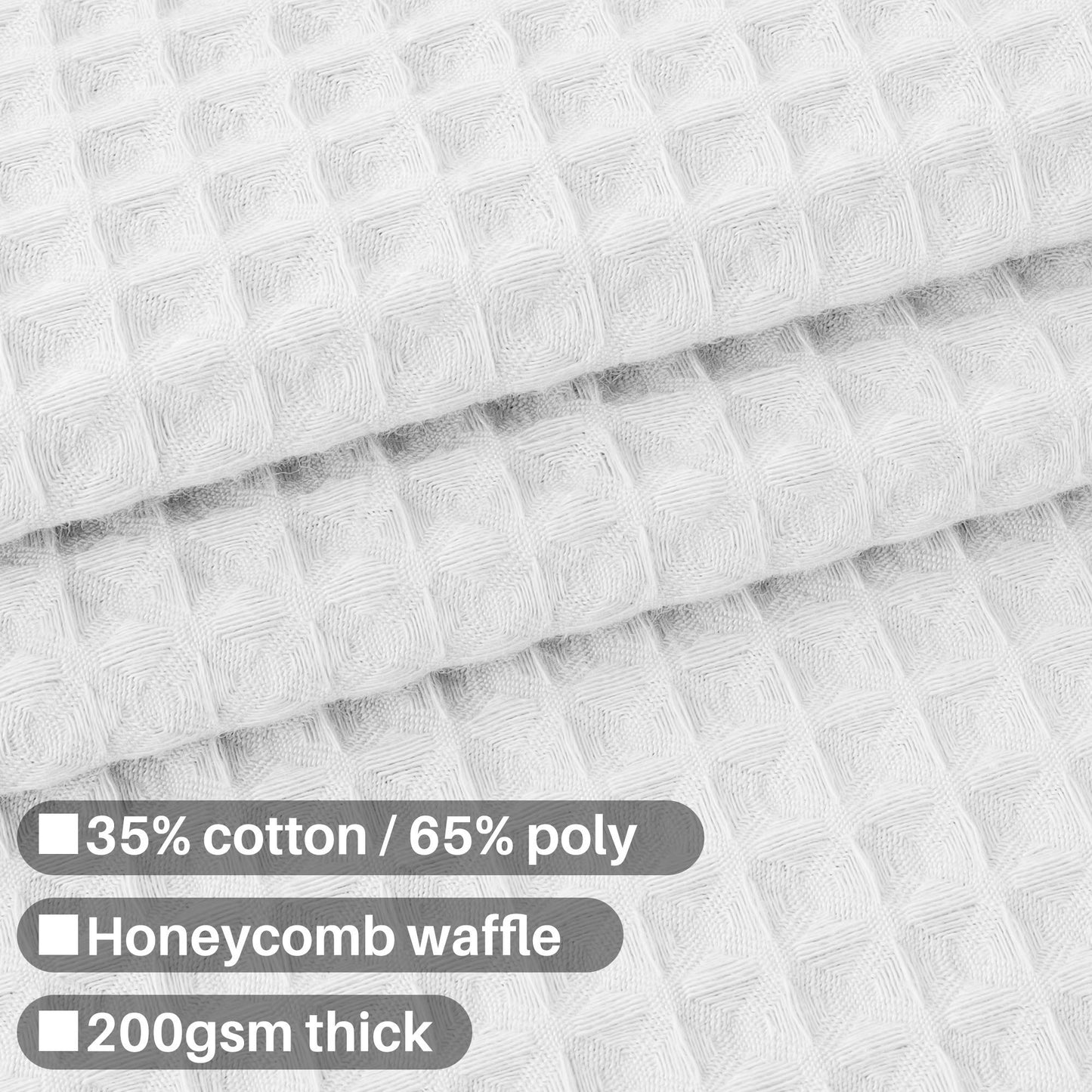 Barossa Design Cotton Blend Shower Curtain Extra Wide 108 Inch - Honeycomb Waffle Weave, Hotel Luxury & Spa, Heavy Weight Fabric, Washable - White
