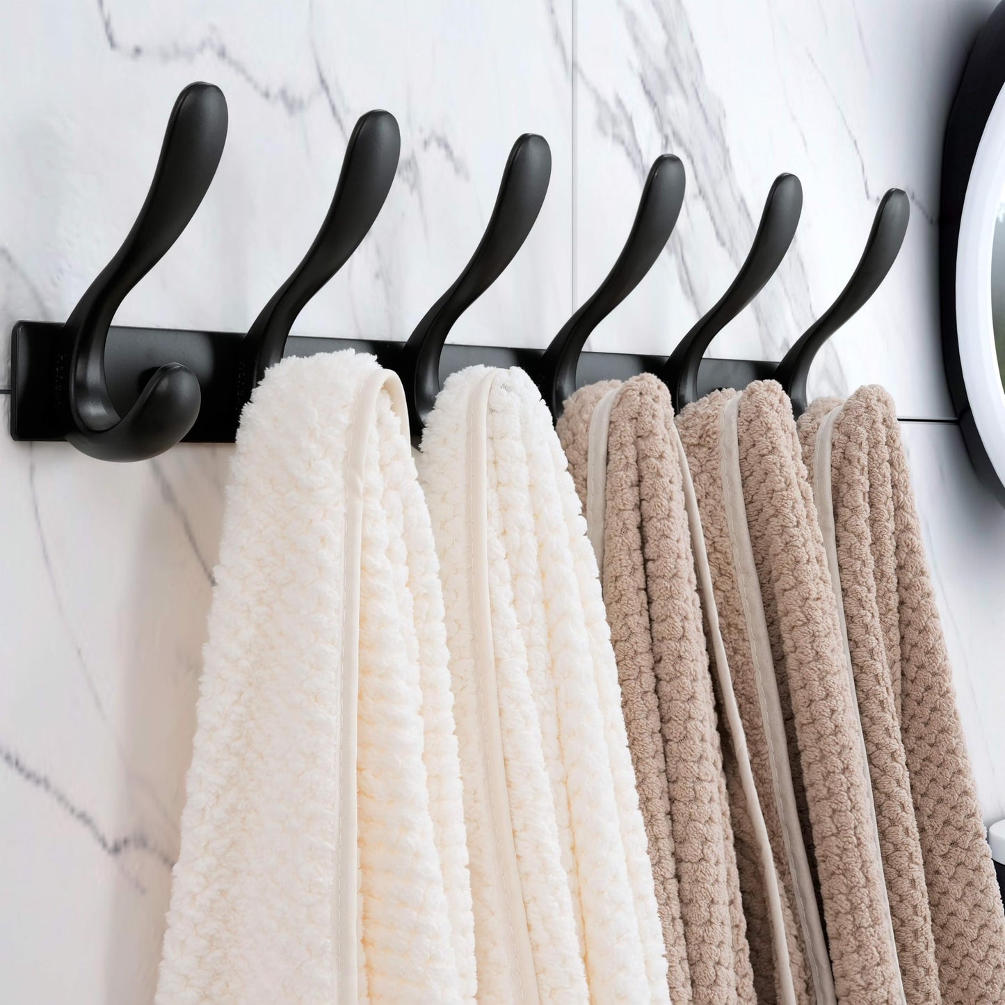 HONSKY Wall Coat Rack- Stylish,44cm Metal Coat Hanger Wall Mounted,Heavy Duty 6 Hooks Wall Coat Hook for Hallway, Bedroom