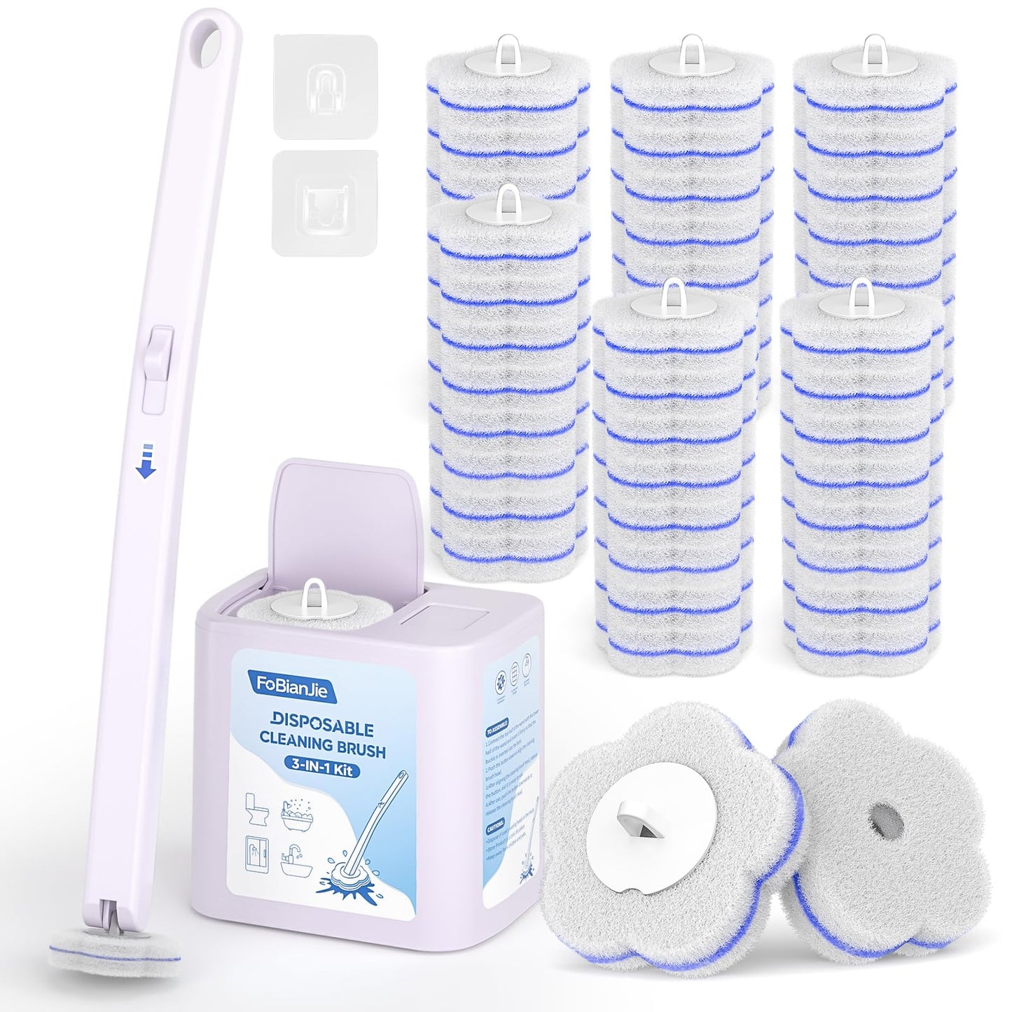 Disposable Toilet Brush, Toilet Brushes & Holders with 48 Cleaner Refills
