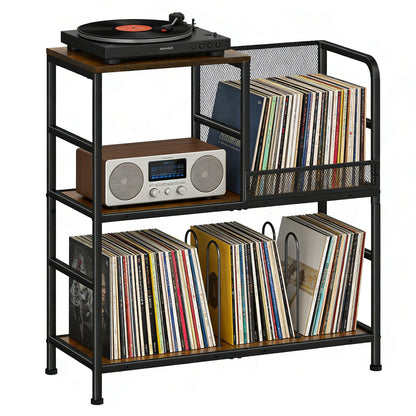 3 Tier Record Player Stand, Vinyl Storage Turntable Holds Up to 150 Albums