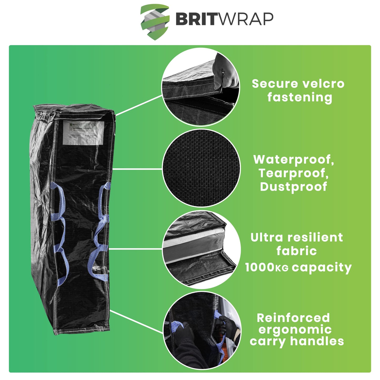Protective Mattress Bags with Handles. Mattress Cover for Moving and Storage - Reusable + Extra Heavy Duty (Single Size (Black)