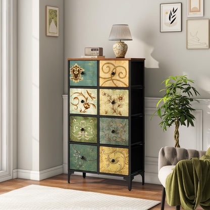 LYNCOHOME Chest of Drawers, 8 Drawer Fabric Bedroom Dresser Storage Drawrs, Storage Organizer Unit for Bedroom, Living Room, Entryway, Nursery