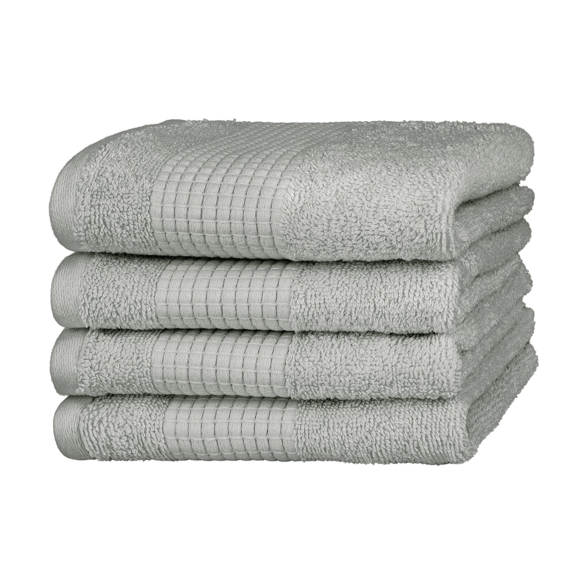 Merana Hand Towel Set, Absorbent, Soft and Lint Terry Towel Quality Made of Heavy Organic Cotton 590 GSM Dolphin Grey, 4 x Guest Towels 30 x 50 cm