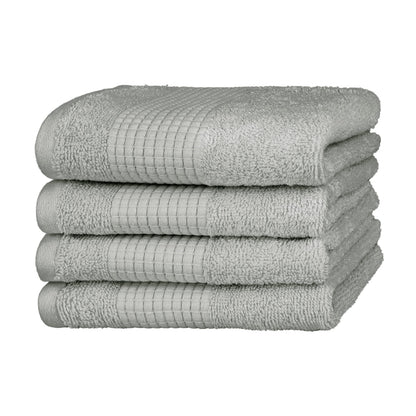 Merana Hand Towel Set, Absorbent, Soft and Lint Terry Towel Quality Made of Heavy Organic Cotton 590 GSM Dolphin Grey, 4 x Guest Towels 30 x 50 cm