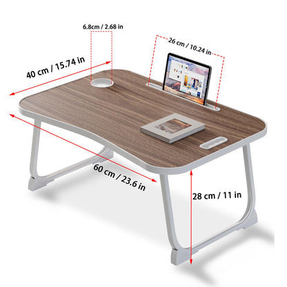 Laptop Bed Desk, Lap Desk Breakfast Tray Table for Home and Office,Eating, Reading, Writing on Bed, Sofa,Laptop Stand for Bed Brown