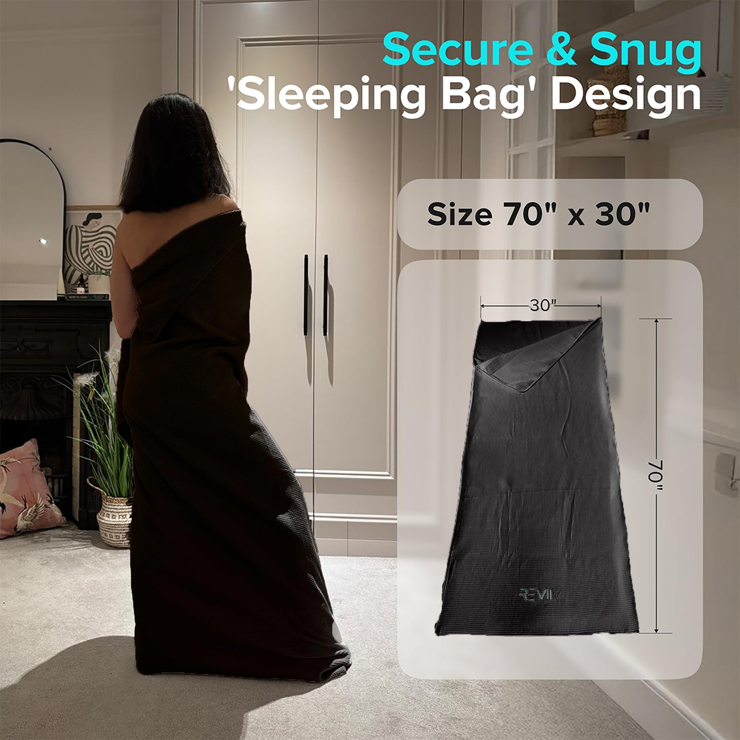 REVIIV Sauna Blanket Insert Towel - 2 Pack Soft Black Cotton Waffle - Comfortable and Easy Home Sessions Minimal Cleanup - Super Absorbent Sauna Towel