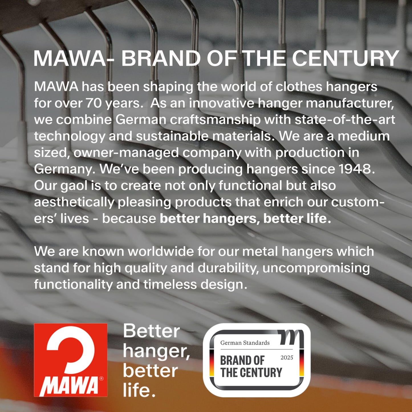 Mawa by Reston Lloyd Euro Series Non-Slip Space Saving Steel Clothes Hanger for Shirts, Dresses, Sweaters, Style 40/P,Copper