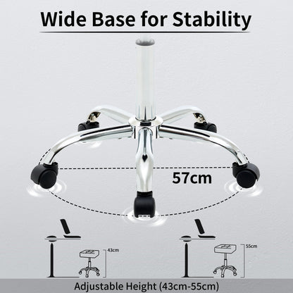 FIRAVOE Ergonomic Desk Stool with Wheels Adjustable Height 43.5–54.5 cm 136 kg Capacity Faux Leather Office Stool