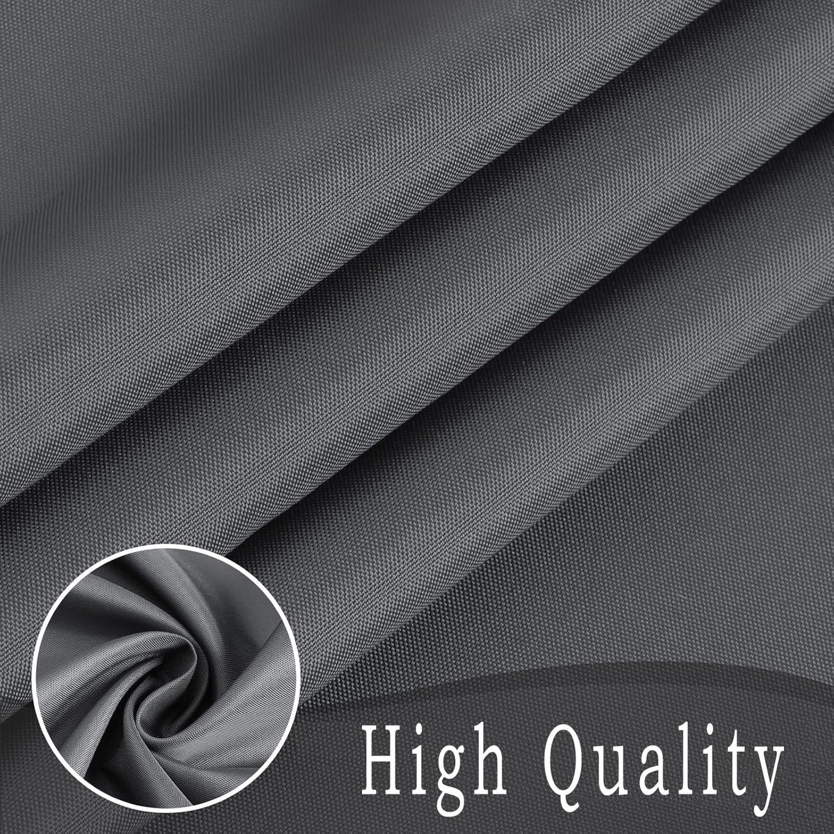 HOMTRYLIC Dark Grey Shower Curtain W200 x L200cm Plain Fabric Shower Curtain for Bathroom Water Repellent Long Bath Shower Curtain Set with 12 Hooks