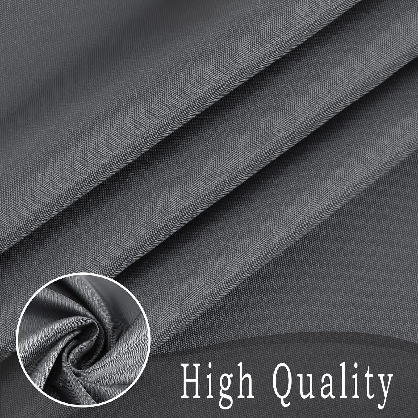 HOMTRYLIC Dark Grey Shower Curtain W200 x L220cm Plain Fabric Shower Curtain for Bathroom Water Repellent Extra Long Bath Shower Curtain Set with 12