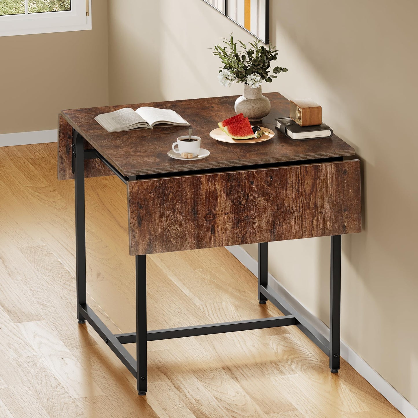 YITAHOME Folding Dining Table, Drop Leaf Table, Black
