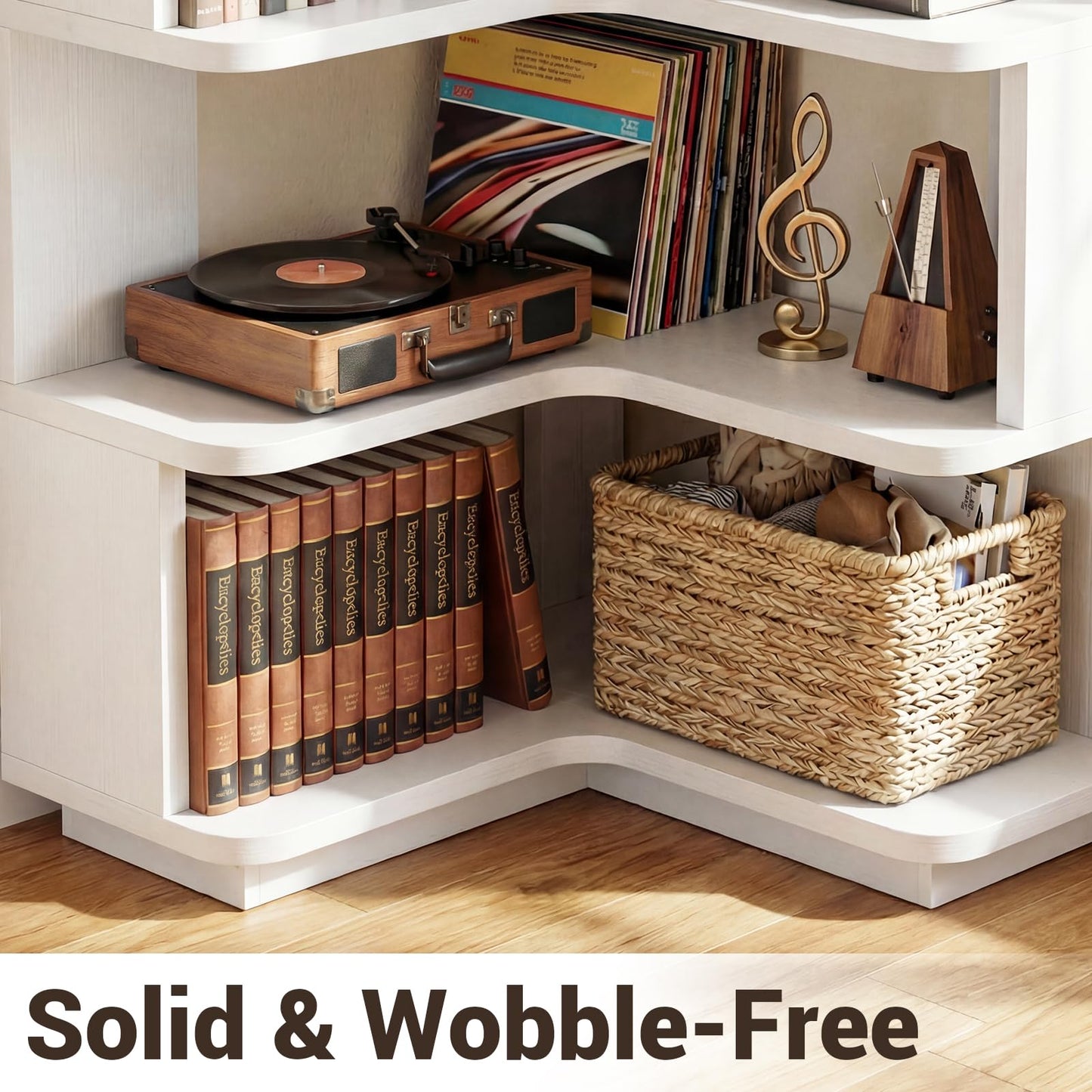 iSunirm 5-Tier Corner Bookshelf, L-Shaped Bookcase, Space-Saving Freestanding Corner Display Shelf Unit for Living Room & Bedroom, 162x60x60cm, White