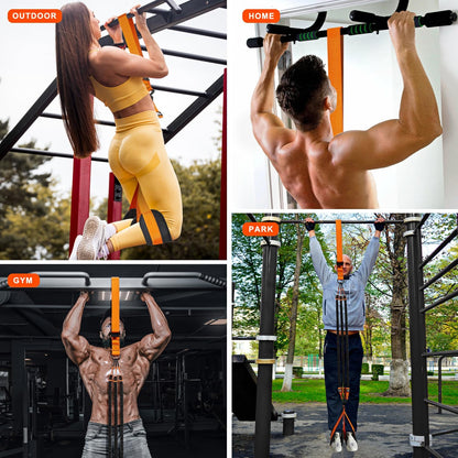 Pull Up Assistance Bands, Heavy Duty Resistance Band for Pull Up Assist, Adjustable Weight/Size with Fabric Feet/Knee Rest, Bands for Pull Up Assist