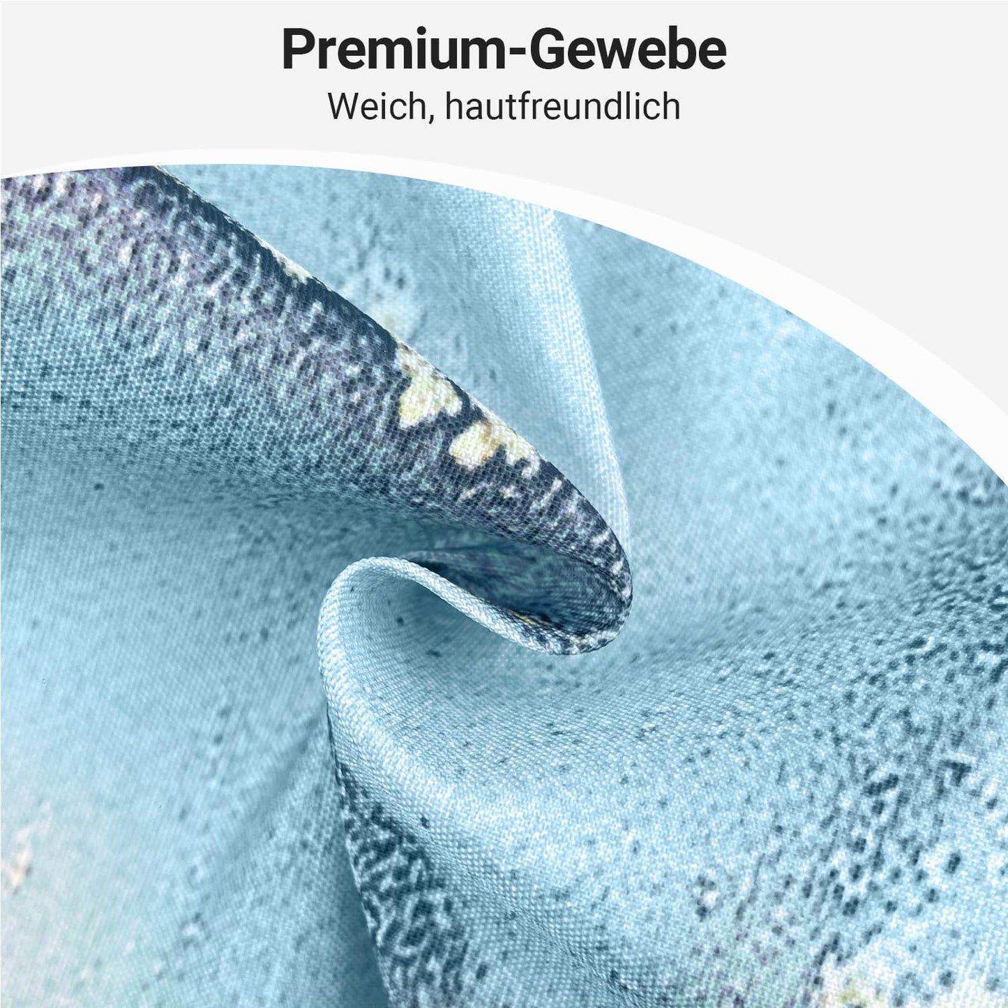 Lerores Shower Curtain, 120 x 200 cm, Light Blue Marble, Weighted Hem, Anti-Mould, Water-Repellent