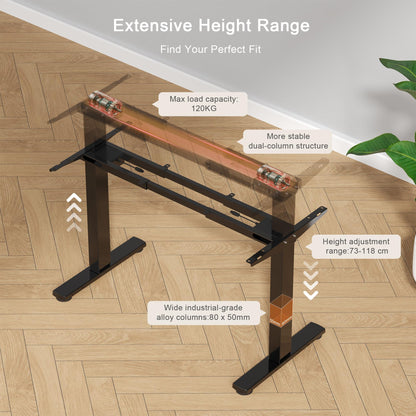 JUMMICO Height-adjustable desk frame with 2 strong motors, table frame, height adjustable with 3 memory controls, for sit-stand Black