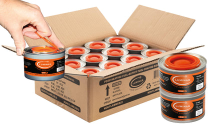 Luminar Resealable-Wick Chafing Fuel Cans, 24 Pack, 6 Hour - Premium Quality Burners for Food Warmers - No More Spills, Waste, or Hassle - Perfect for