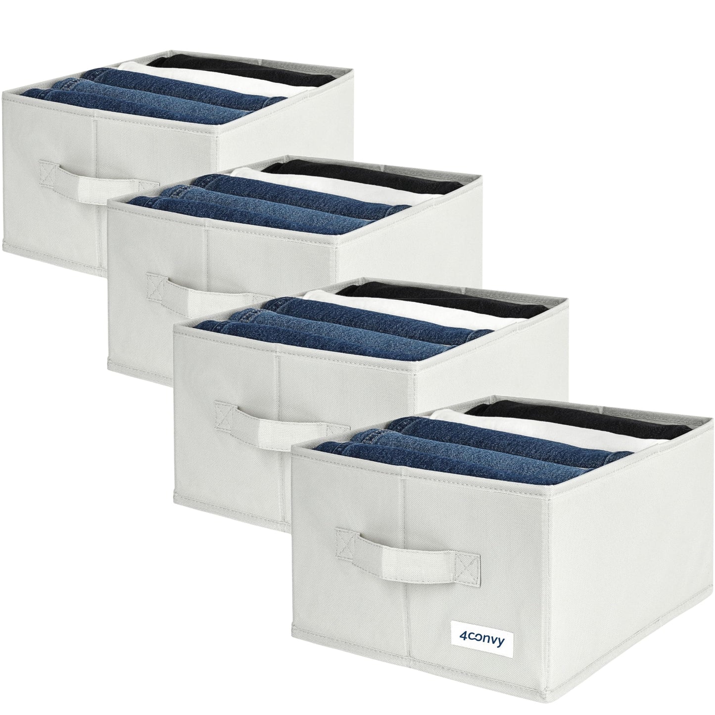 4CONVY Wardrobe Storage Organisers - Drawer Organisers for Clothes - Foldable, Stackable Organising Boxes with Compartments, Dividers and Handles