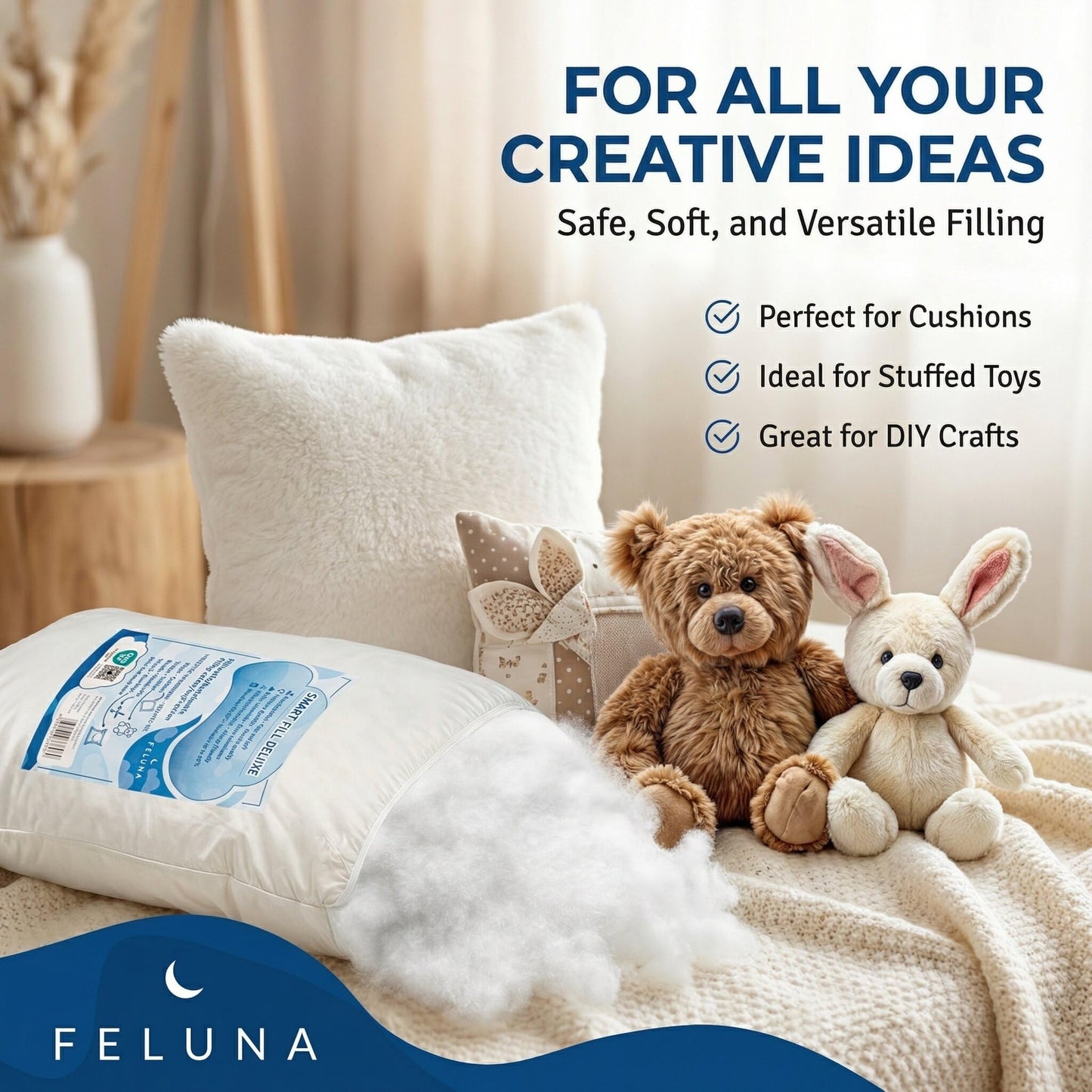 Feluna® Polyester Cushion Filling Stuffing - Washable, Oeko-Tex