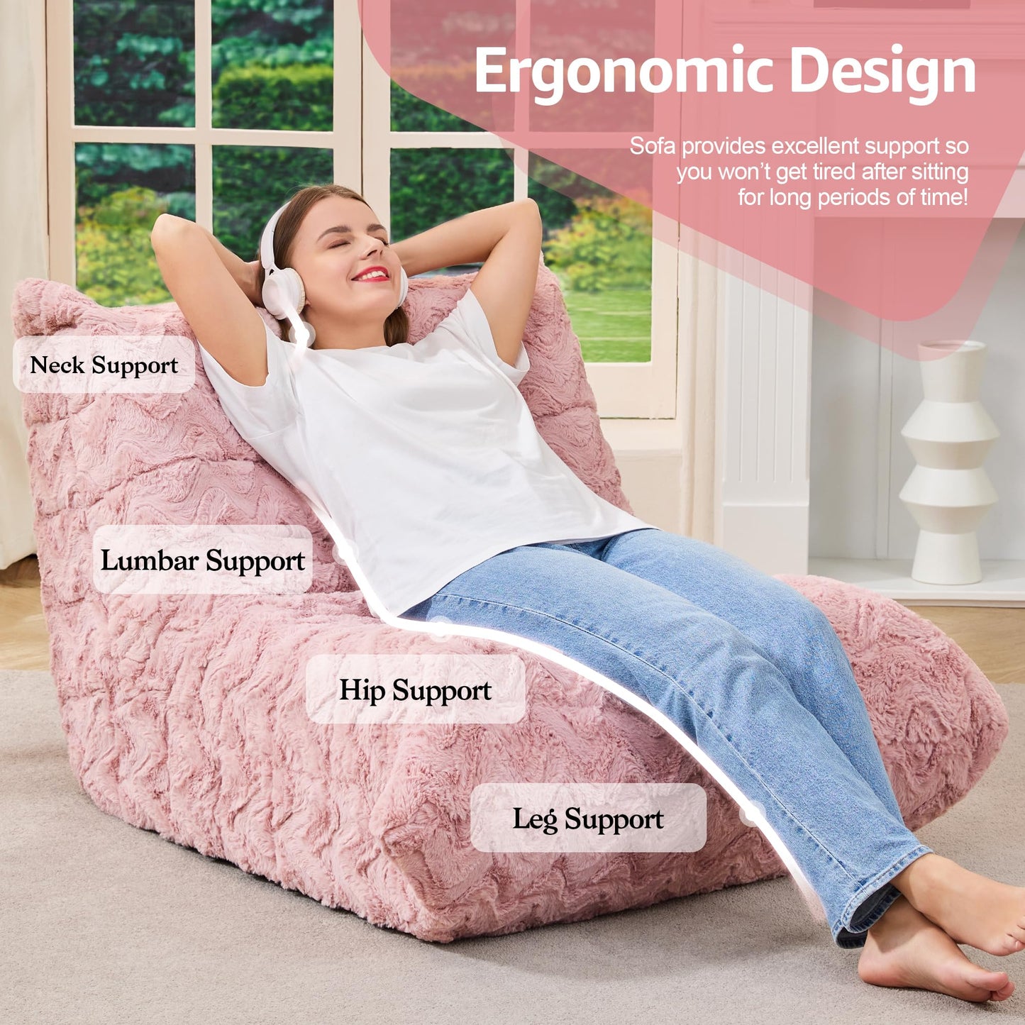 Hobestluk Big Bean Bag Chairs for Adults Fireside BeanBag Couch Togo Sofa