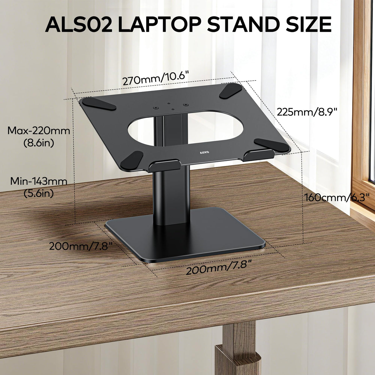 Auvo Laptop Stand for Desk, ALS02 Adjustable Notebook Holder, Computer Holder Stand Compatible with 10-15.6 inch Laptops, Black