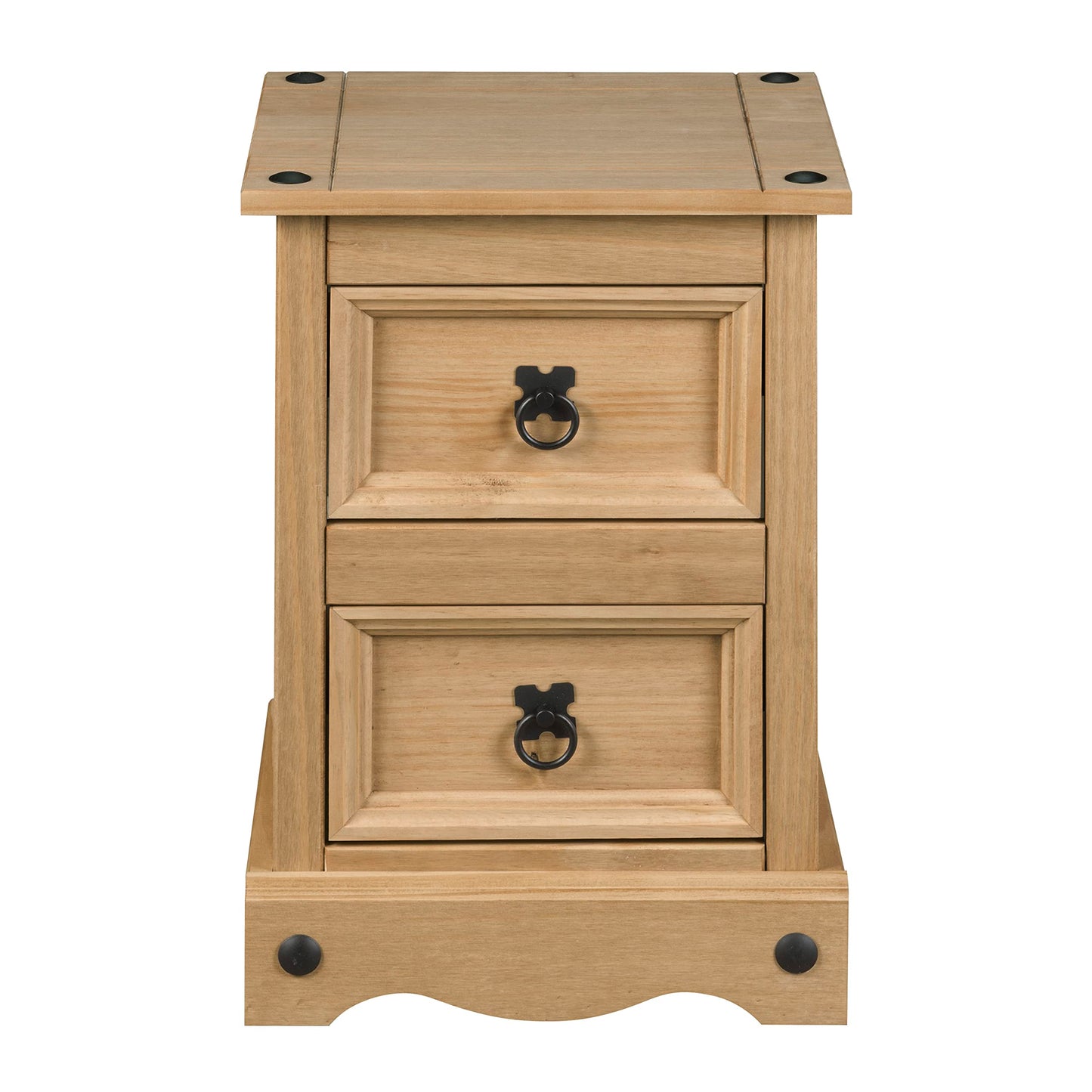 Corona Bedside Table 2 Drawer Side End Mexican Solid Waxed Pine