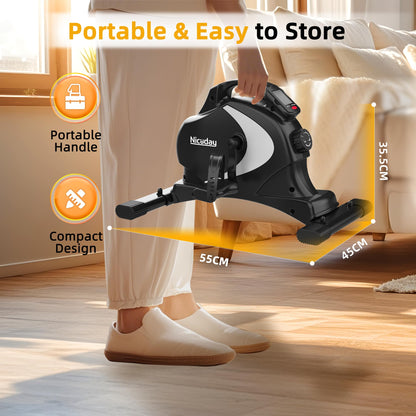 Niceday Mini Exercise Bike, Foot Pedal Exerciser, Under Desk Bike, Desk Pedal Bike, 8 Magnetic Levels Resistance, Quiet and Smooth, LCD Monitor, Pedal