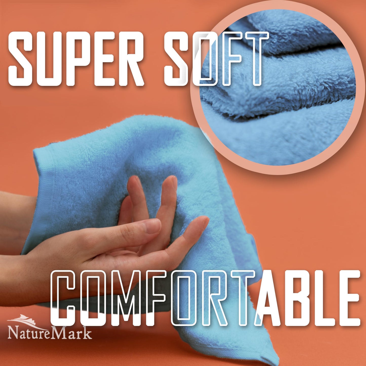 NatureMark Set of 10 Washcloths Made of 100% Cotton - Soft and Absorbent Face and Hand Towels - Practical for Bathroom and Kitchen - 30 x 30 cm