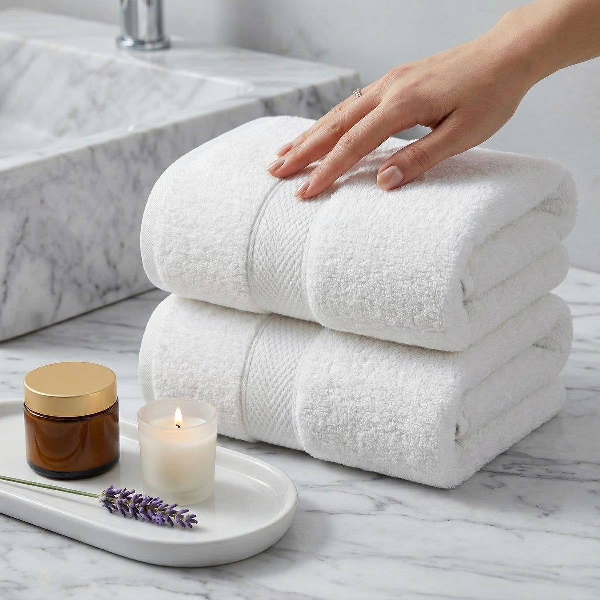 MistyMorning Bath Towels Pack of 2, Extra Large 70x140cm, Luxury 100% Cotton 500GSM Super Soft & Highly Absorbent Quick Dry Luxury Bathroom Towels