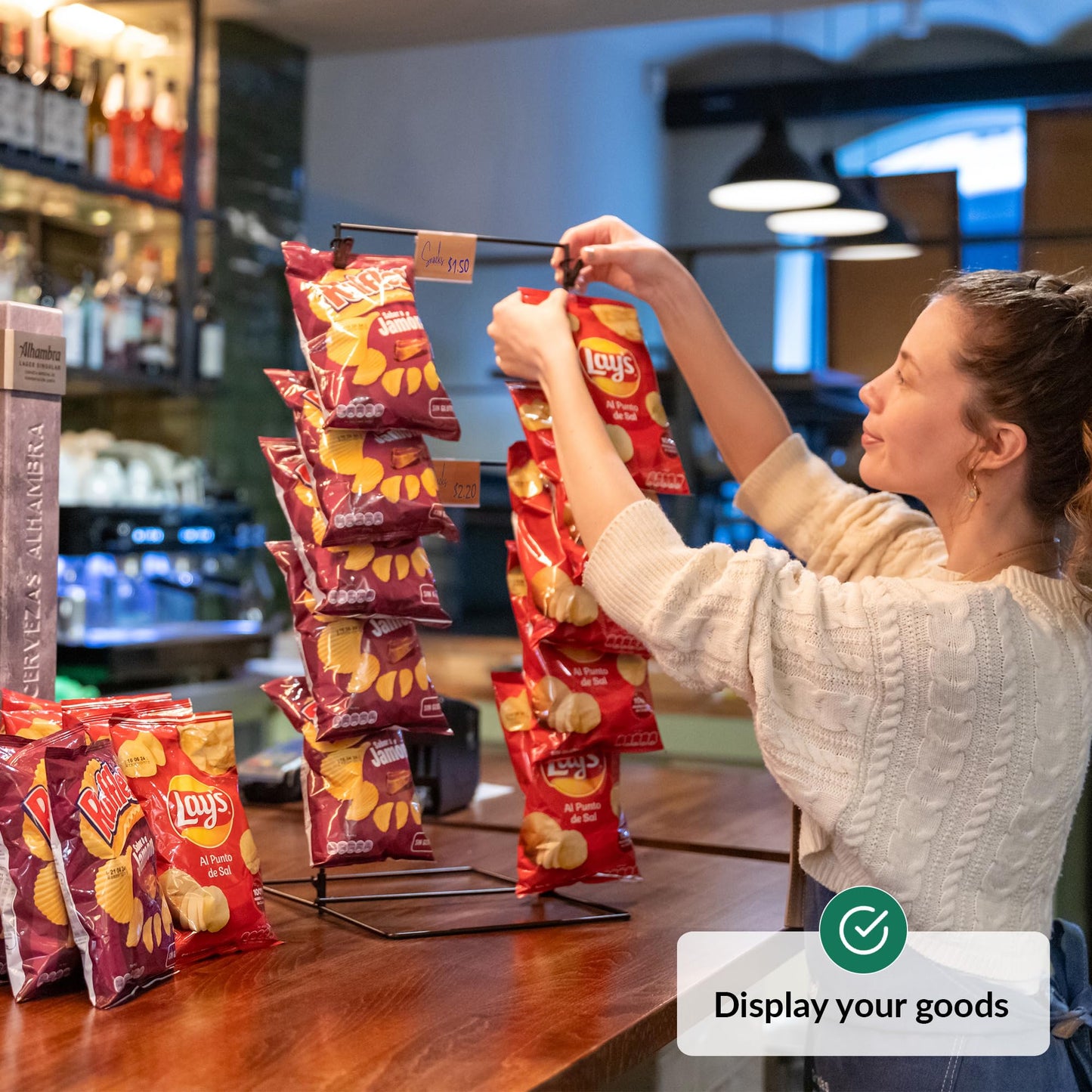 ODOXIA Chip Rack Display Stand | Candy Display for Countertop | Snack Holder for Chips and Snacks | Organize Your Space