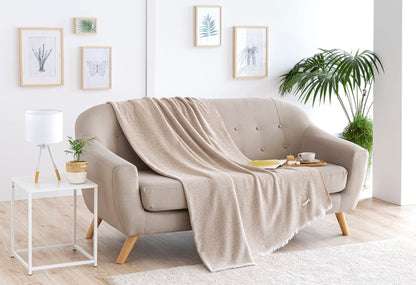 Todocama - Extra Soft Cotton Blanket, Four Seasons, Multipurpose Sofa Quilt, Plaid for Bed, Foulard Blanket, Bed Cover, Sofa Cover. (230 x 240 cm,