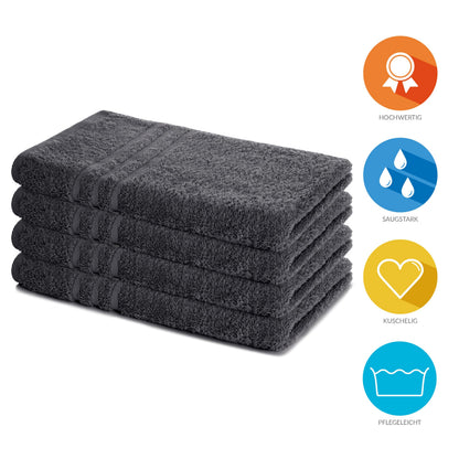 Lavea® Set of 4 hand towels, 50 x 100 cm, Elena Frottiererie, 100% cotton, terry bath towel, absorbent and soft, sports towel, washable at 60°C