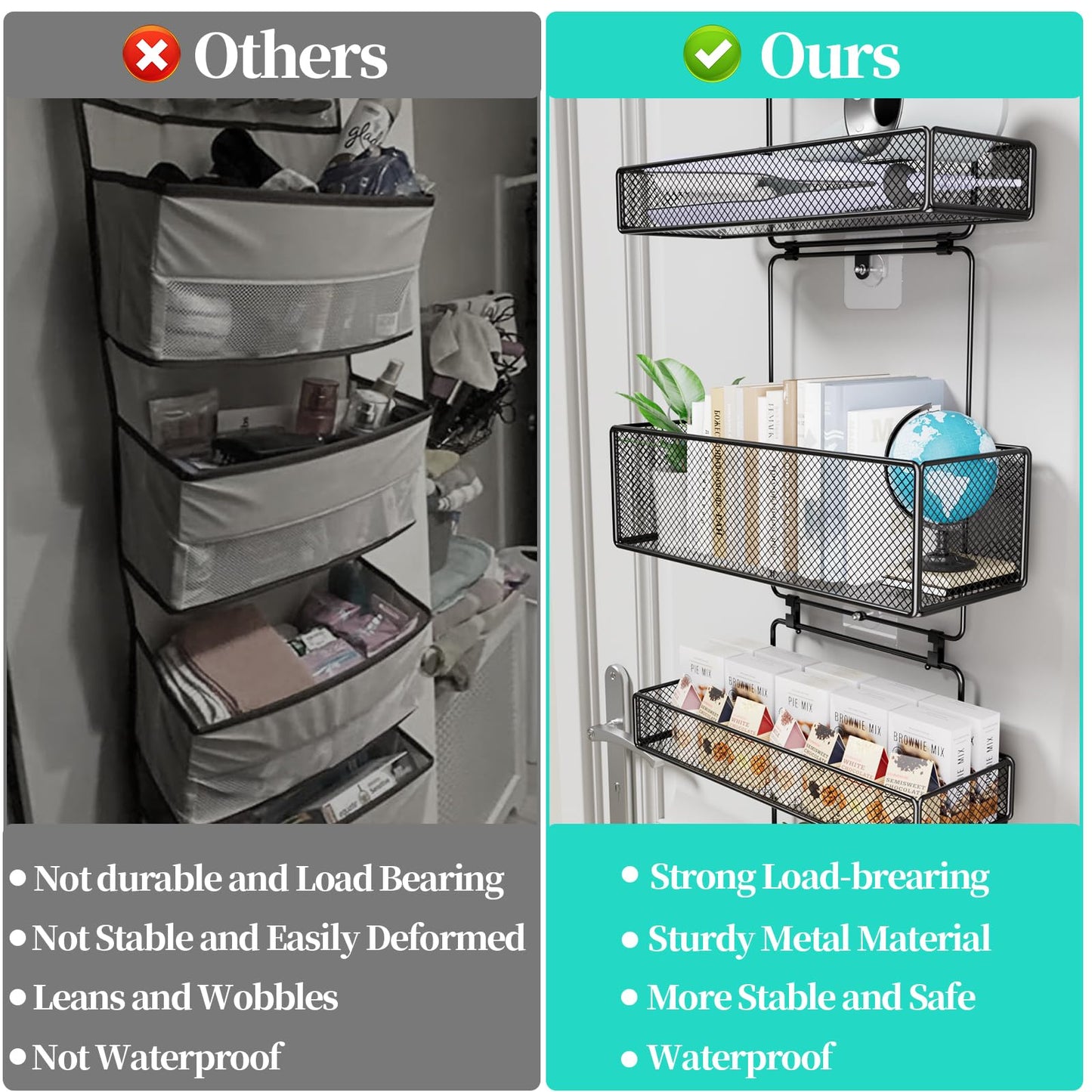 HapiRm Over The Door Organizer - 6 Tier Separable Hanging Storage Organiser with 4 Hooks