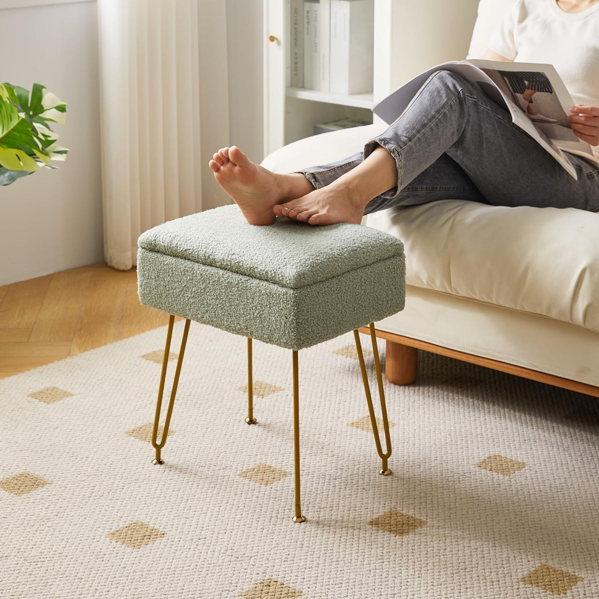 YMYNY Storage Ottomans, Chair Stool Upholstered, Footstool, Modern Dressing Table Stool, Pouf Couch Stool, Metal Legs, for Living Room