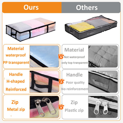 4 Pack 90L Under Bed Storage Bags Foldable UnderBed Storage Box, Clear PP