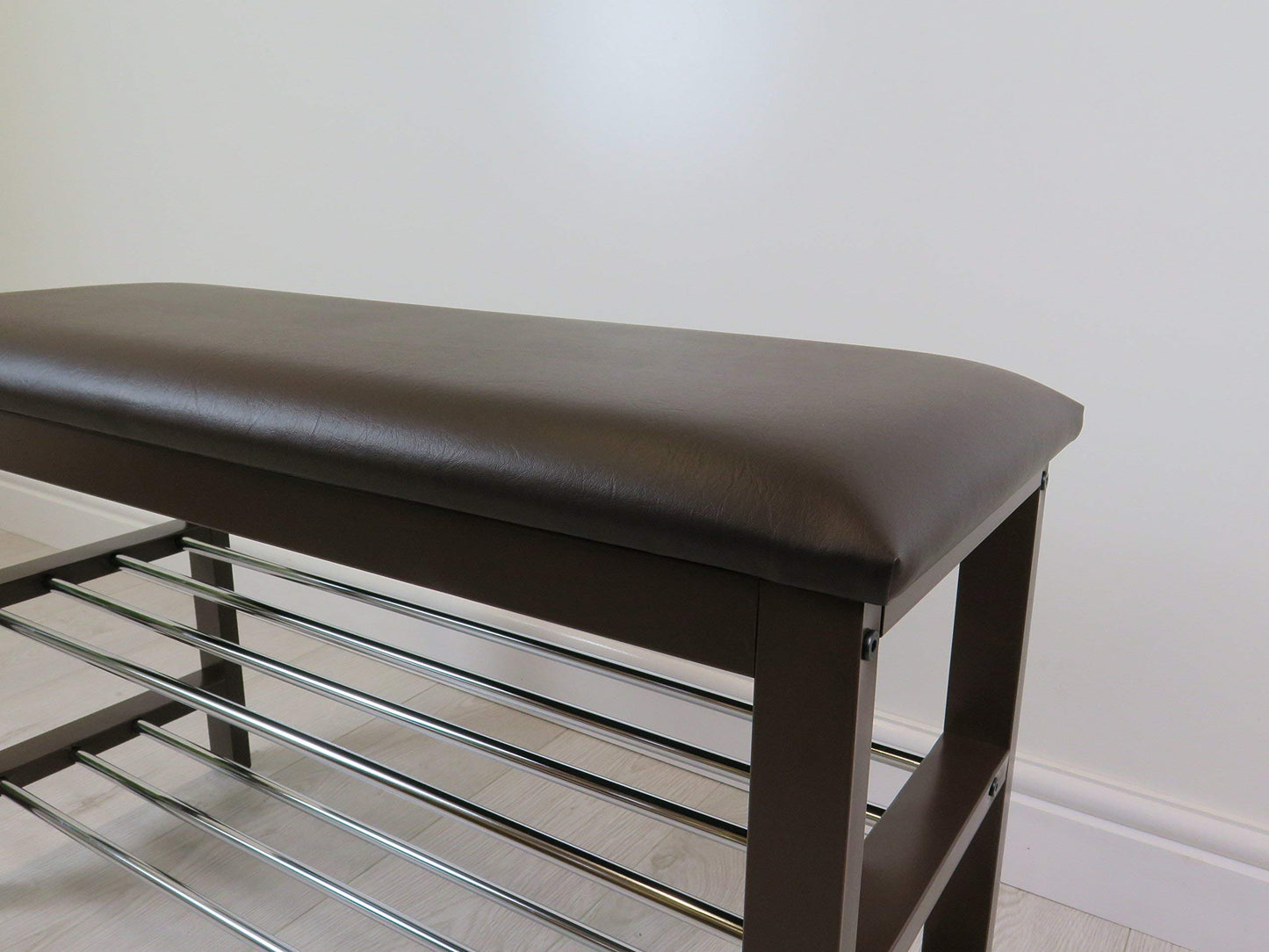 ASPECT 3-Tier Storage Shoe Rack/Bench with Seat Cushion (Brown), 80 x 30 x 49 cm