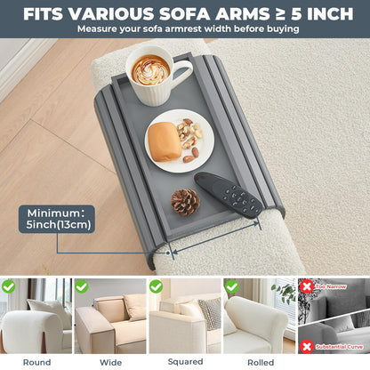 LOVYANXUE Bamboo Sofa Arm Tray, Anti Falling Couch Arm Tray Table, Foldable Couch Armrest Table, Portable Sofa Armrest Trays Cup Holder for Drink