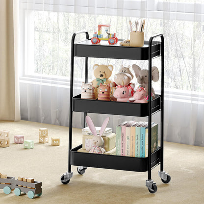 KINGRACK 3 Tier Metal Storage Trolley on Wheels