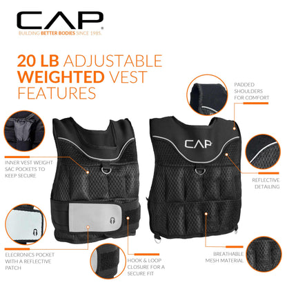 Cap Barbell (HHWV-CB020C Adjustable Weighted Vest, 20-Pound