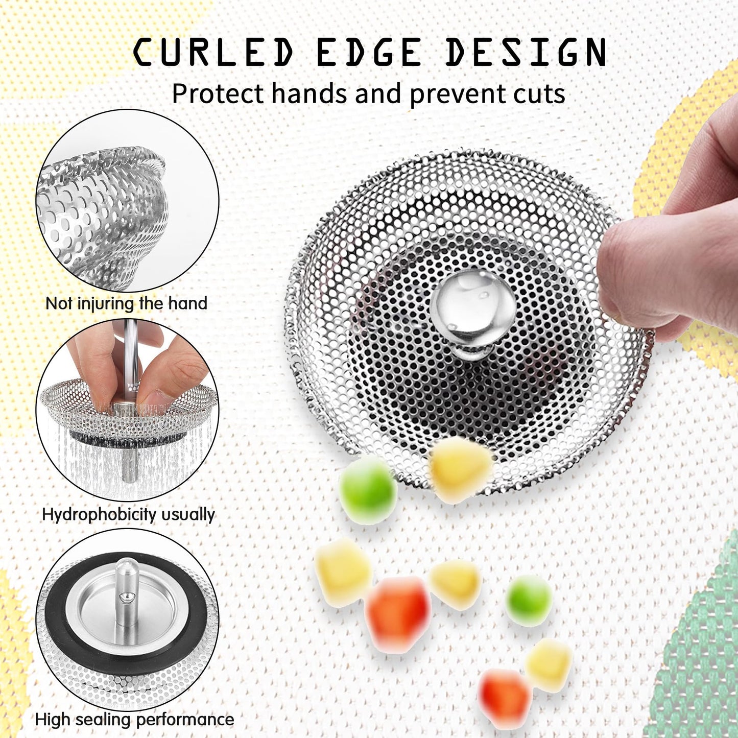 2 Pack Kitchen Sink Plug and Strainer, 304 Stainless Sink Strainer Plug, Sink Strainer, Stainless steel drain plug