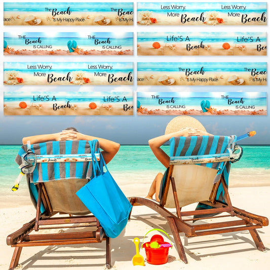 Boao 8 Pack Towel Bands for Chairs - Windproof Towel Strap Holder Elastic Beach Accessories for Cruise, Pool & Lounge - 11.81 x 1.97 Inch