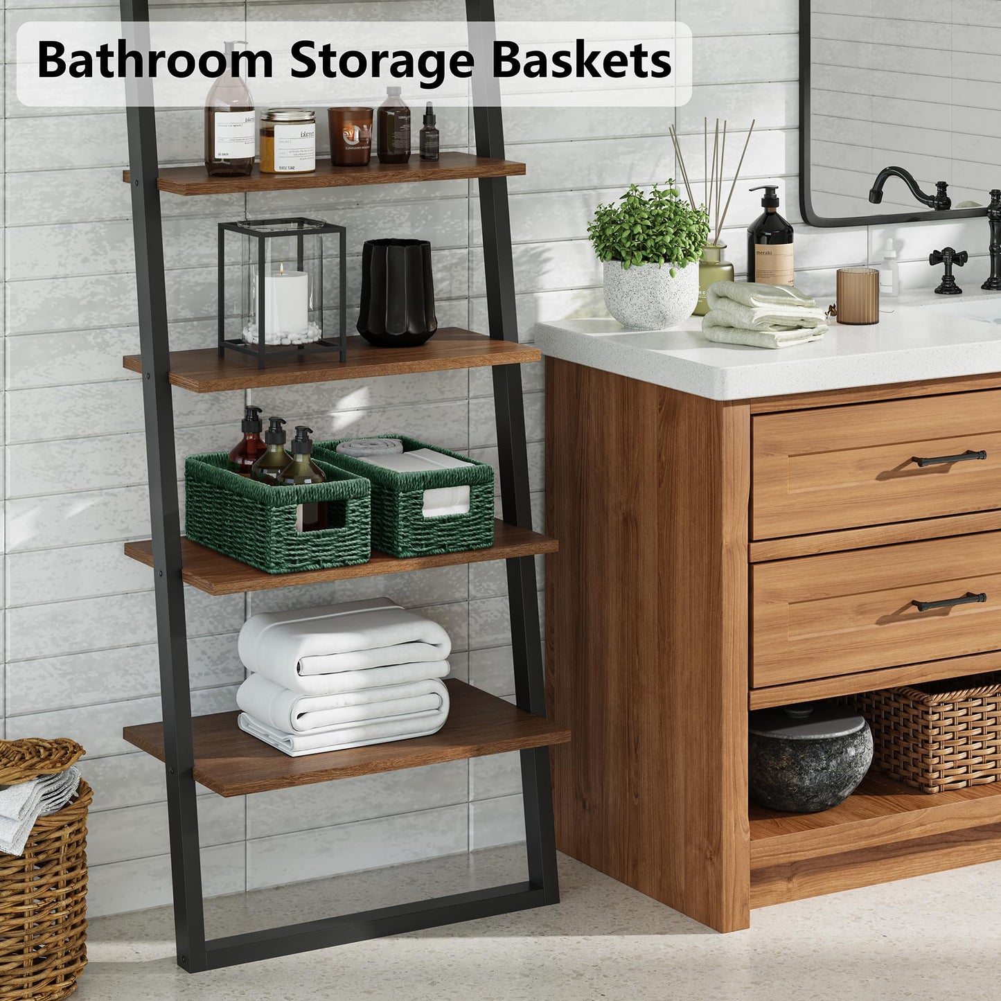 Vagusicc Wicker Storage Basket, Foldable Storage Cubes Organizer Bins, Handwoven Storage Baskets for Shelves Closet Office Bathroom