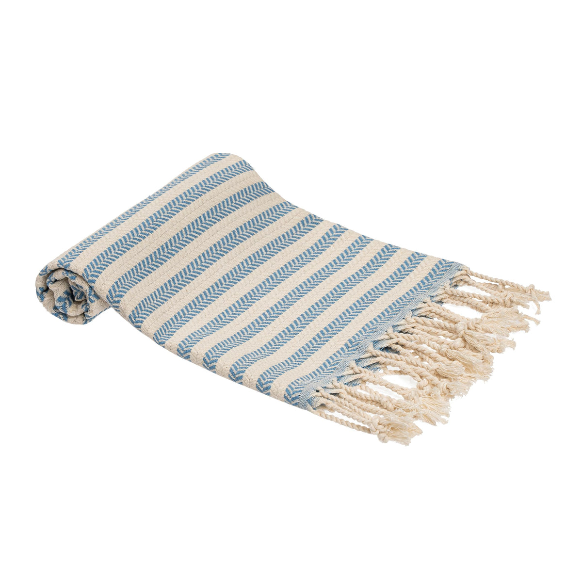 Blue Beach Turkish Towel Striped - 90 x180cm Large Turkish Hammam Peshtemal Towel - Super Absorbent, Quick Dry, Lightweight