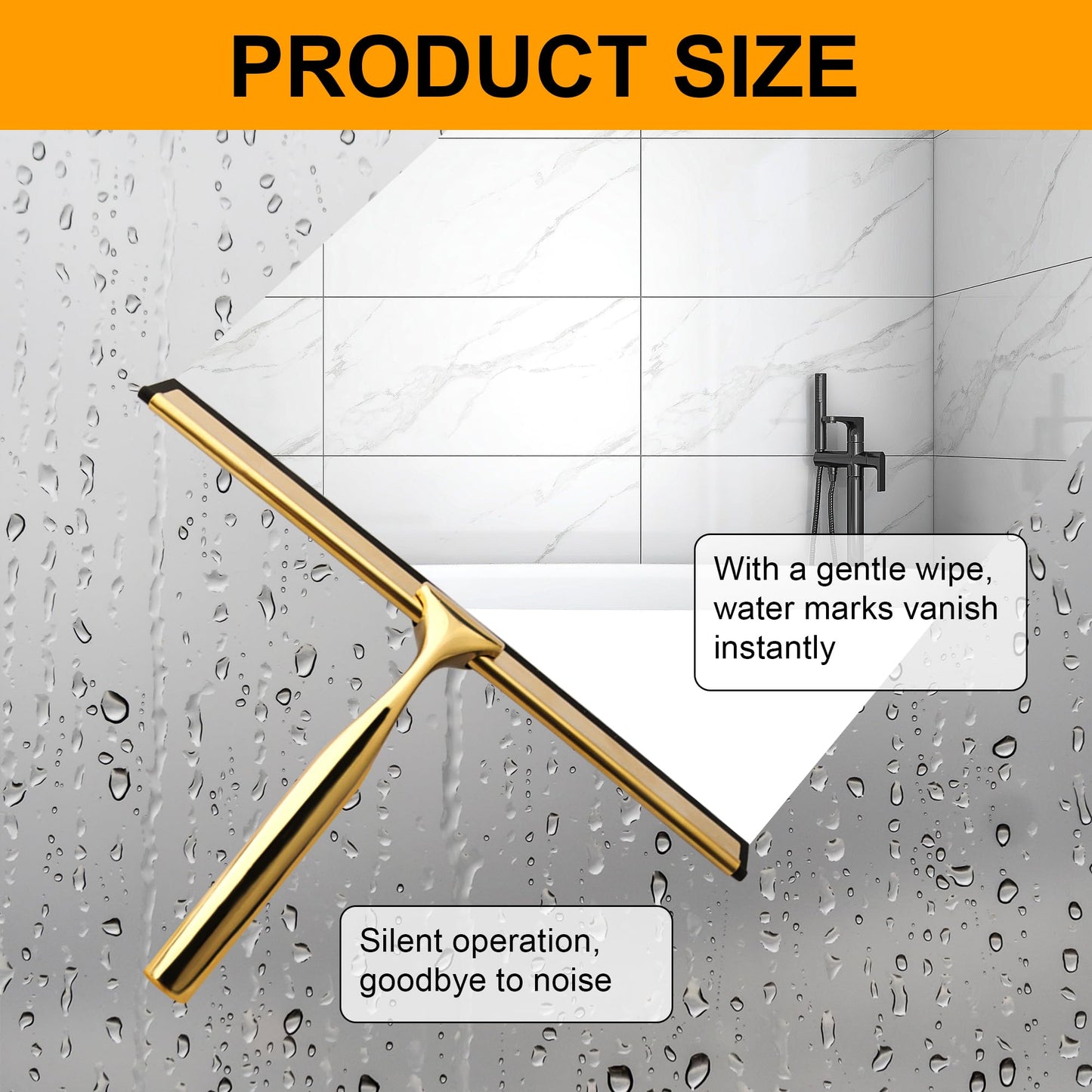 SZWLJ Gold Stainless Steels Shower Squeegee for Shower Doors