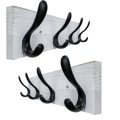 HONSKY Wooden Coat Rack Wall Mounted with 4 Double Hooks, Wall Mounted Clothes Rack Organizer for Jackets/Hats/Scarves