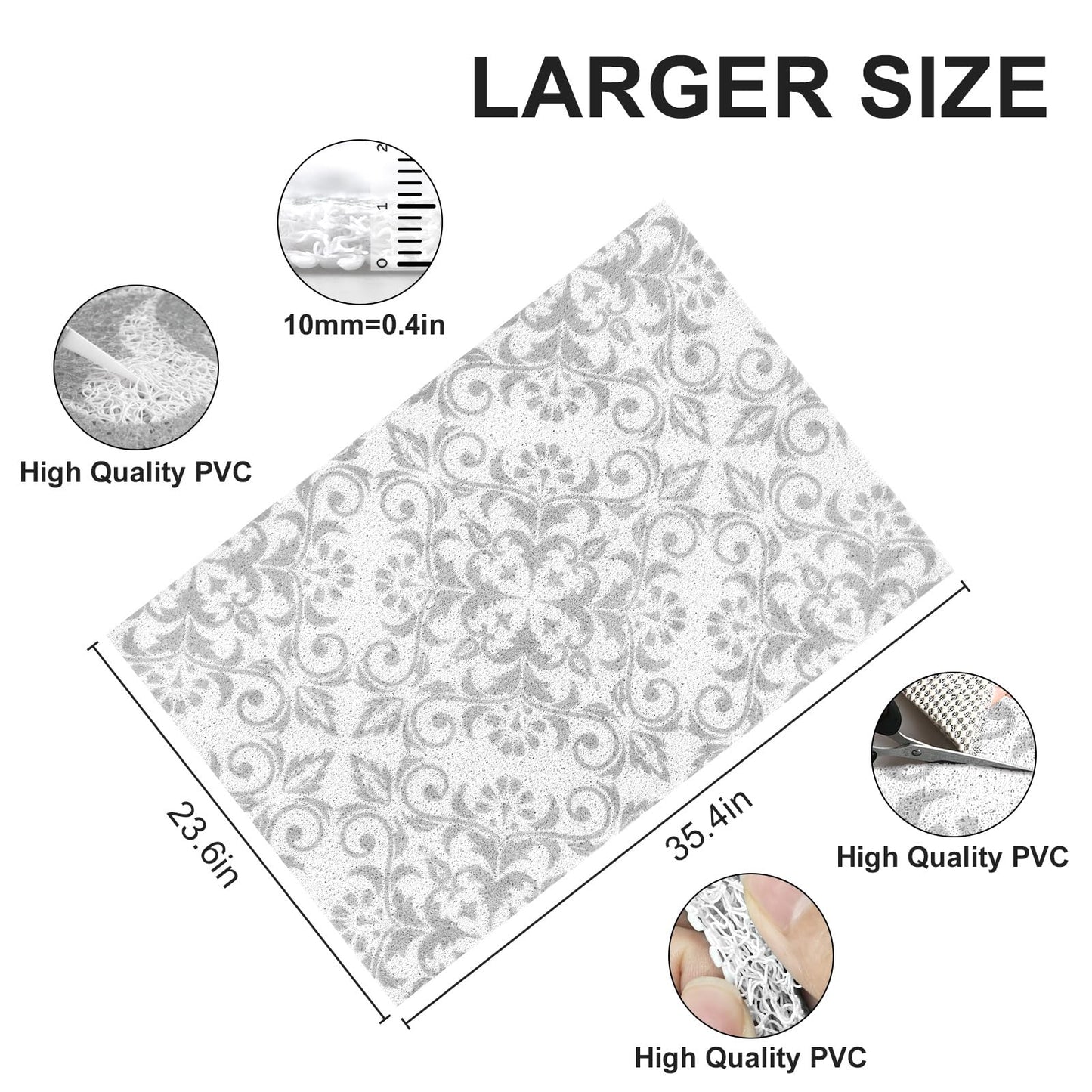 Mofonky Non Slip Shower Mat: 90 x 60 cm Large Shower Mats for Inside Shower - Soft PVC Loofah Trimmable Anti Slip Anti Mould Long Shower Matt