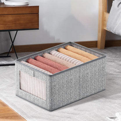 FUNSUEI 6 Pack Foldable Clothes Storage Boxes Large & Medium, Fabric Wardrobe Storage Organiser with Clear Window for Clothes, Snacks, Towel