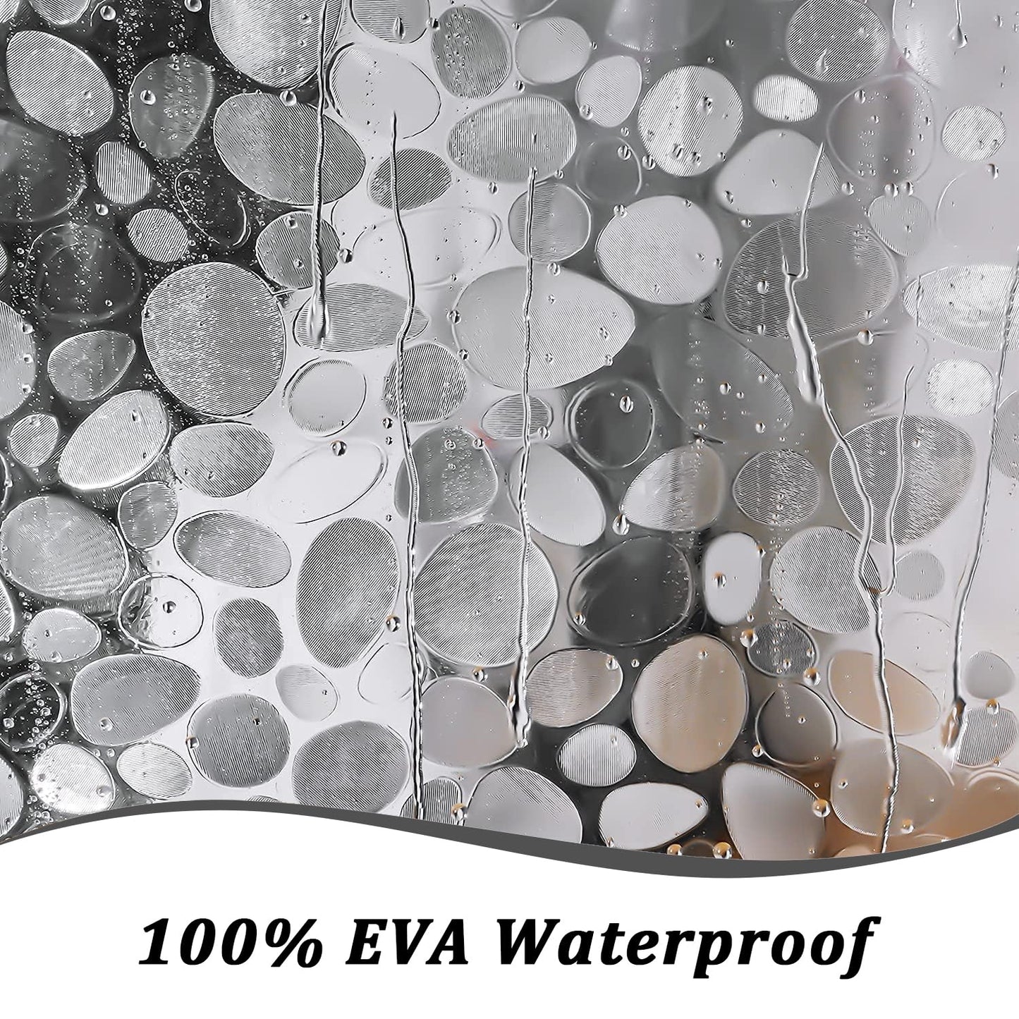 hjwanyin Shower Curtain, Long Shower Curtain Made of Mould PEVA, Stylish and Water Repellent Shower Liner for Bathroom (Cobblestone, 180 * 200cm)