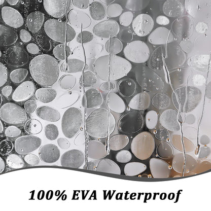 hjwanyin Shower Curtain, Long Shower Curtain Made of Mould PEVA, Stylish and Water Repellent Shower Liner for Bathroom Cobblestone, 180 * 200cm