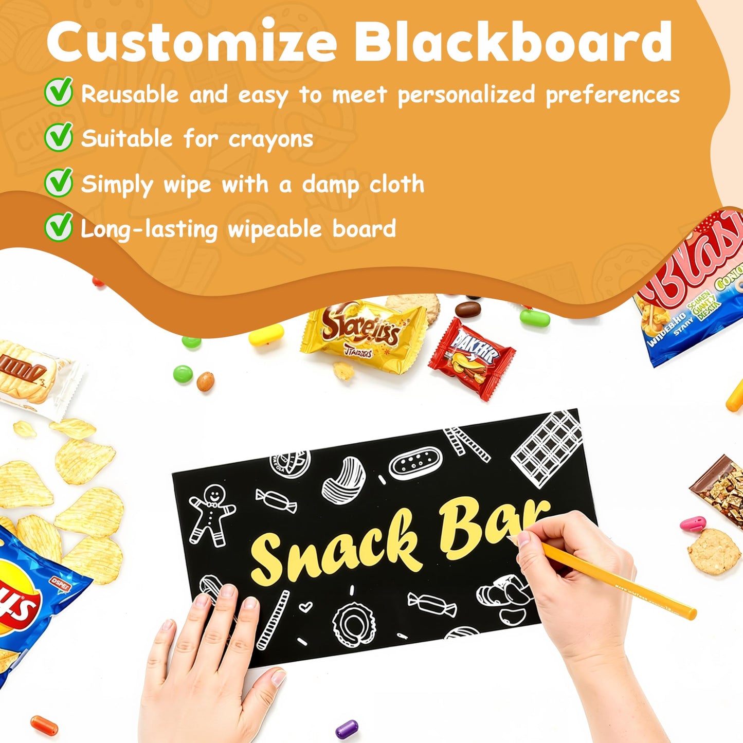 Emfogoo 5-Tier Rotating Snack Organiser with Advertising Board, Chip Display Rack with 360° Spinning Wooden Base & 50 Clips, for Concession Stand