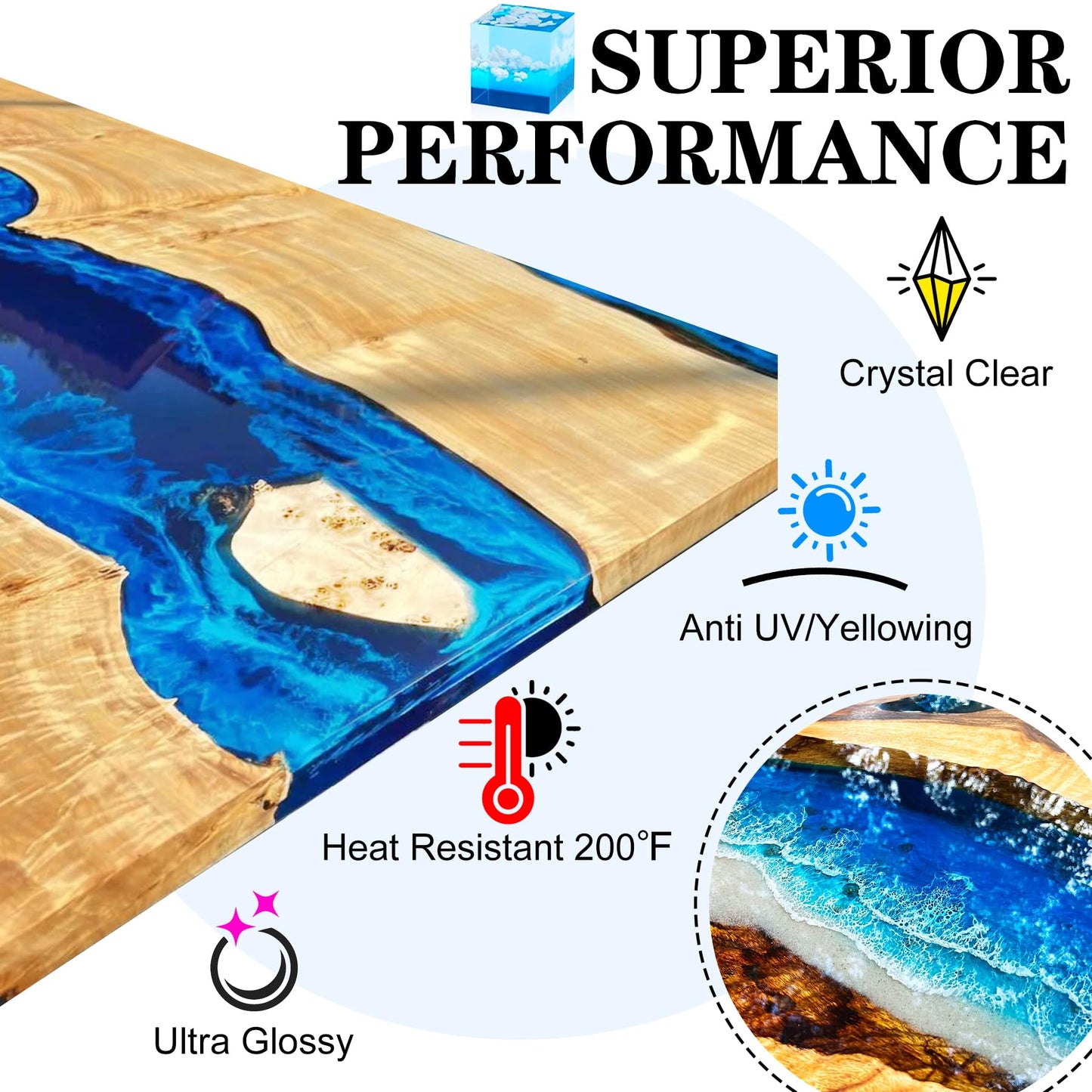 Epoxy Resin Kit - 4.4L / 175oz Crystal Clear Self-Leveling Epoxy Resin with Pump for DIY Resin Art, Table Top, Jewelry Making - 1:1 Ratio Bubbles Free